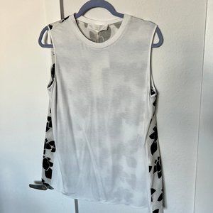 NWT THAKOON ADDITION Combo Tank Sz M White Black $335 Floral Silk Cotton Top